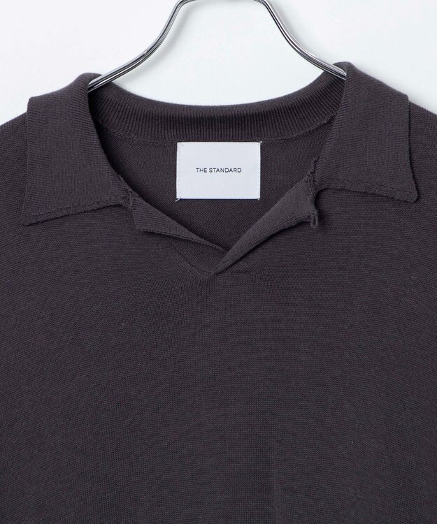 WEGO 【ユニセックス着用ITEM】スキッパーニットポロ ダークグレー