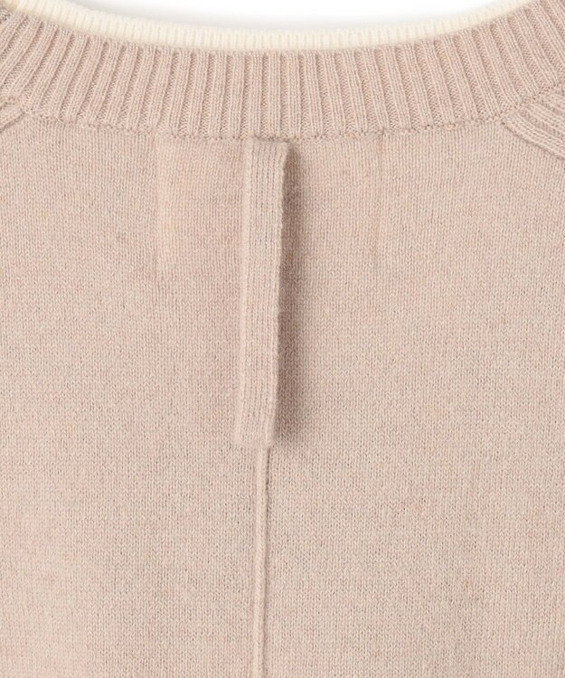 BEIGE， 【洗える】POMPE / ウールカシミヤ配色リブクルーネック Taupe×Ecru