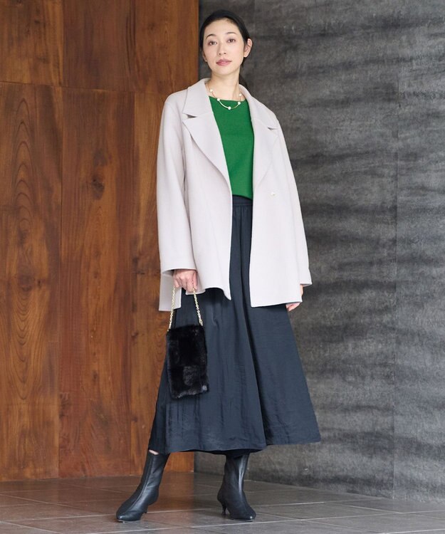 自由区 S ウールリバーショート コート グレージュ