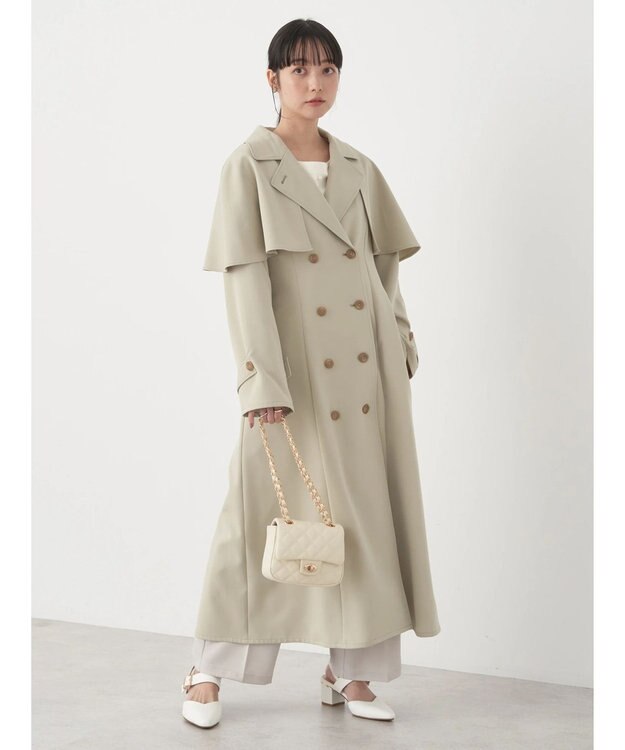 earth music&ecology ２ＷＡＹケープトレンチコート Light Khaki