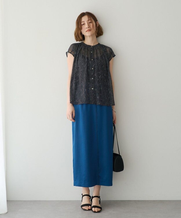 YECCA VECCA シャイニーツイルナロースカート Dark Blue