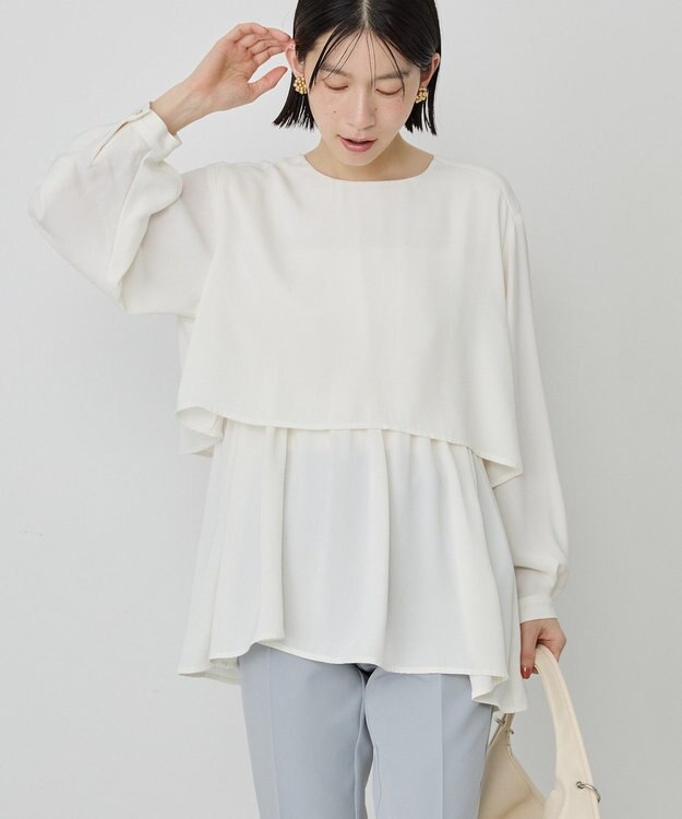 AMERICAN HOLIC 【イージーケア】Ｗクロスティアードブラウス Off White