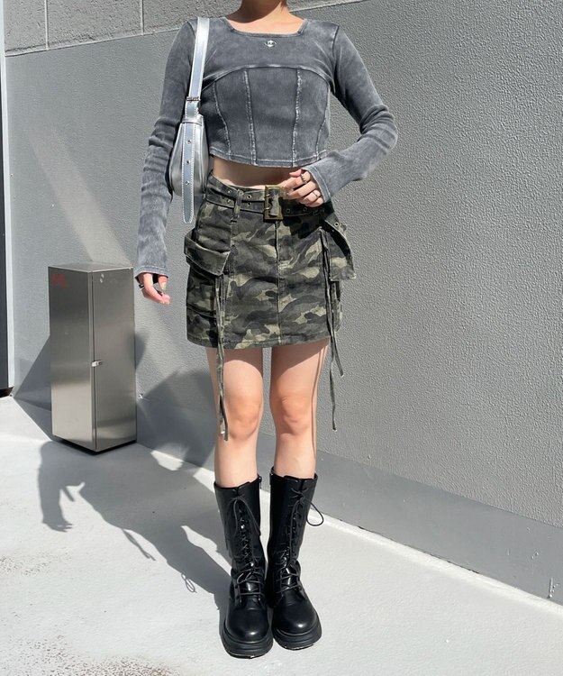 WEGO ヴィンテージウォッシュコルセットデザイントップス スミクロ