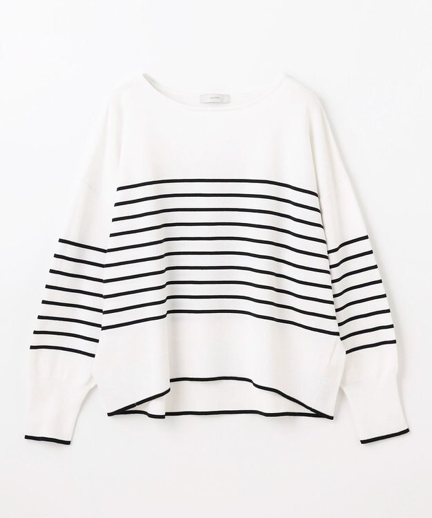 ANY バスクボーダーニットプルオーバー エクリュ×ブラックボーダー