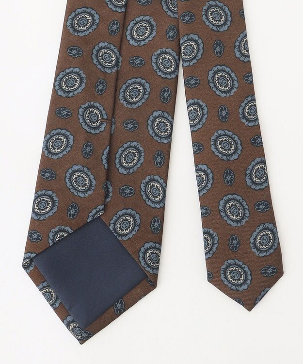 JOSEPH ABBOUD 【日本製】フラワークレストパターン ネクタイ ダークブラウン系2