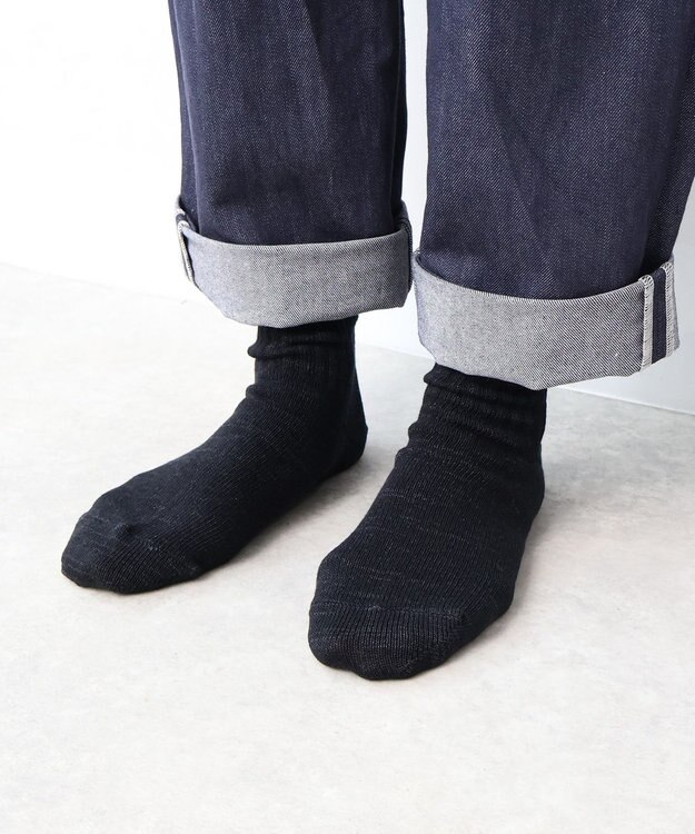 WHITE MAILS PAPER WIDE RIB CREW SOCKS ソックス クロ