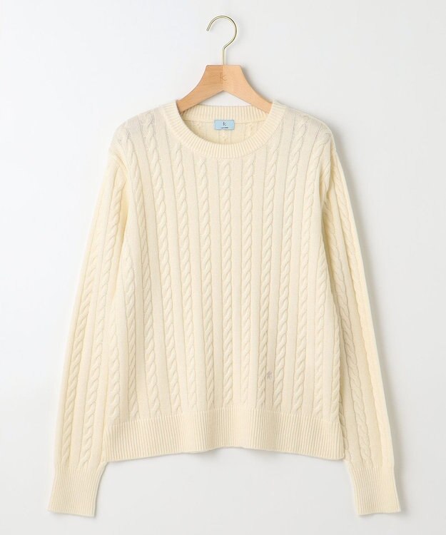 組曲 S カシミヤブレンドバルキーケーブル ニット アイボリー系