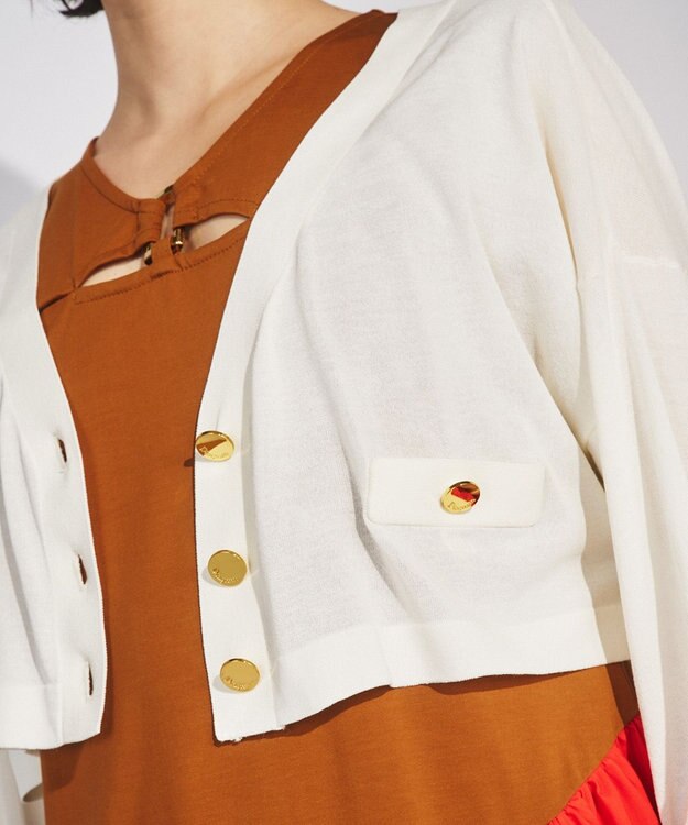 GRACE CONTINENTAL ショートルーズニットカーディガン ホワイト