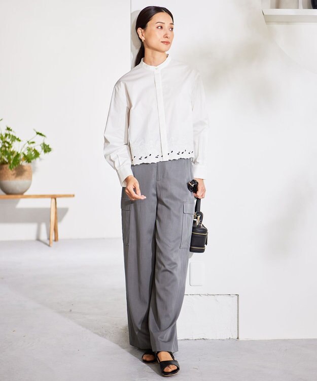 自由区 L 【洗える】テンセルツィルカーゴ パンツ グレー