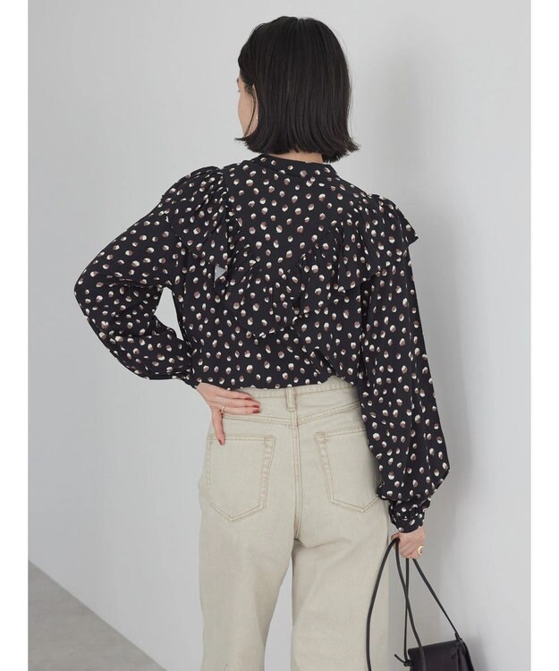 AMERICAN HOLIC アソートプリントフリルブラウス Black