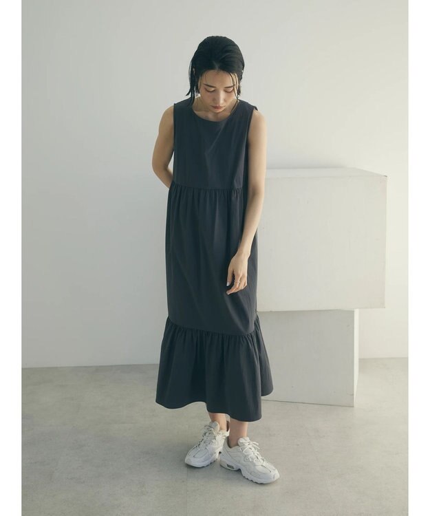 Green Parks armonia.バッククロスワンピース Charcoal Gray