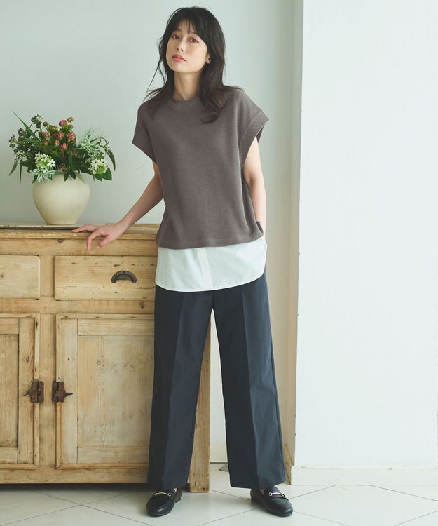 ANY レイヤード布帛ドッキングタンクトップ オフ