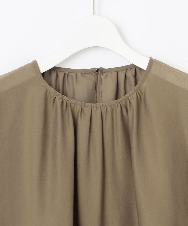 自由区 S 【洗える】キュプラコットンツイルプルオーバー ブラウス モカ