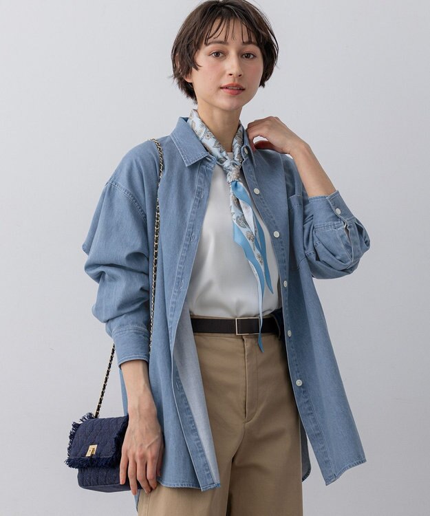 23区 【先行予約】ライトダンガリー デニムシャツ ターコイズブルー系