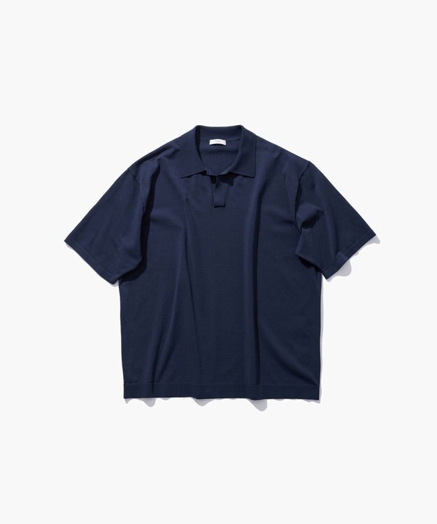 ATON FINE ICE COTTON | スキッパーポロセーター - UNISEX NAVY