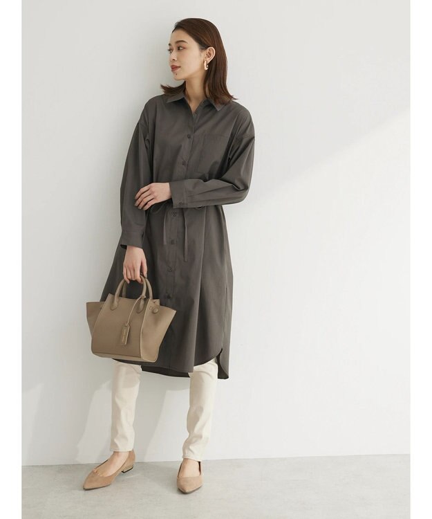 Green Parks ミドル丈シャツワンピースII Charcoal Gray