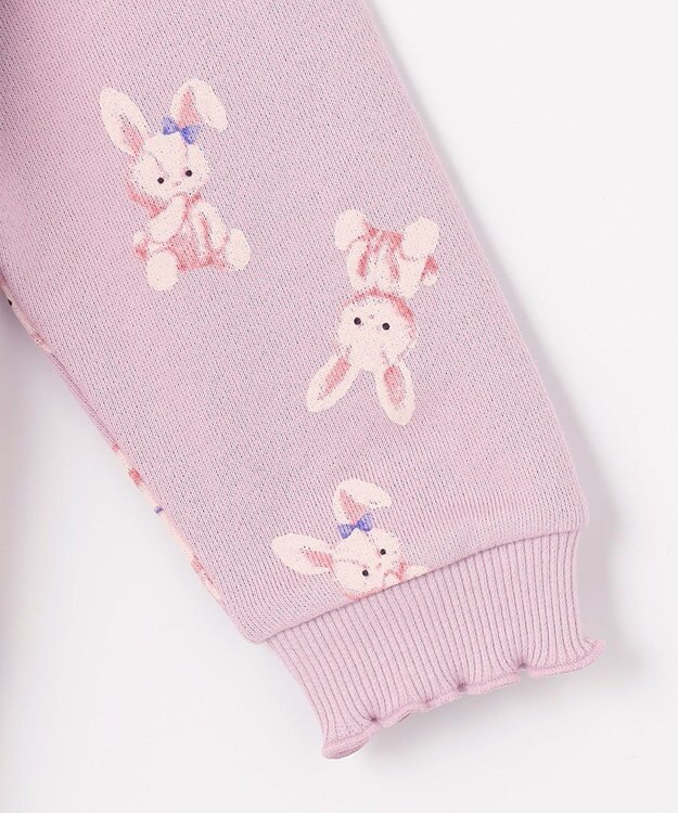 ANY KIDS アニマル 総柄 トレーナー ラベンダー×ウサギ