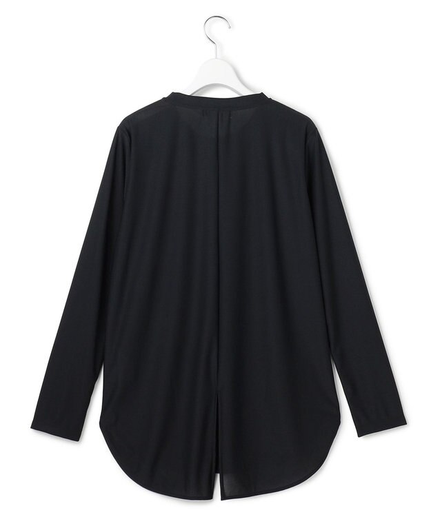 ICB L 【マシンウォッシャブル可】ライトトリコット バックスリット入り長袖プルオーバー ブラック系