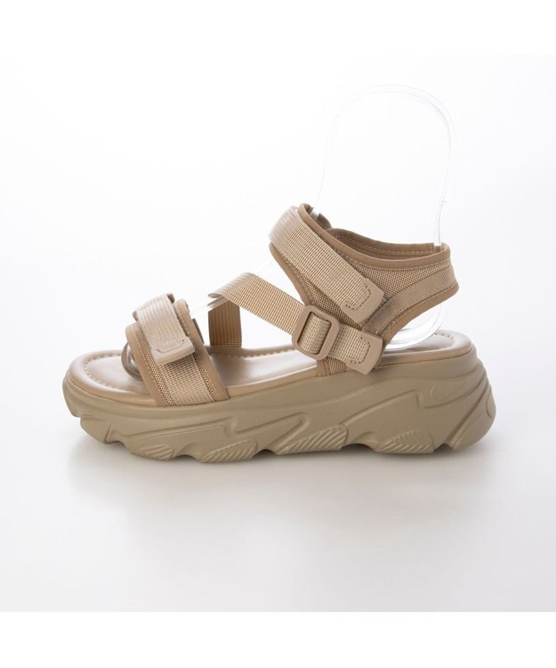 MODE ET JACOMO <noyau>トリプルベルクロ厚底スポーツサンダル ベージュ