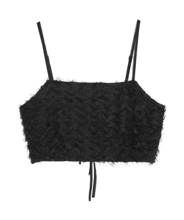 earth music&ecology フリンジミックスチュールビスチェ Black