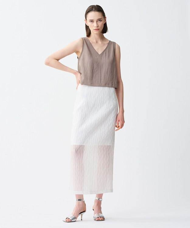 uncrave 【佐藤晴美さん着用】シアー ジャガード タイト スカート オフ