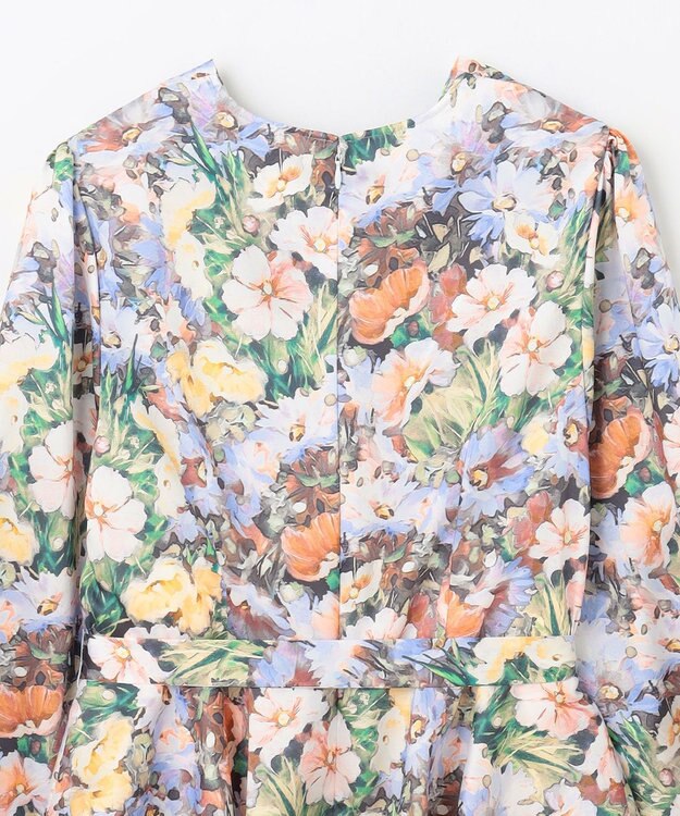 GRACE CONTINENTAL グラデフラワープリントトップ サックス