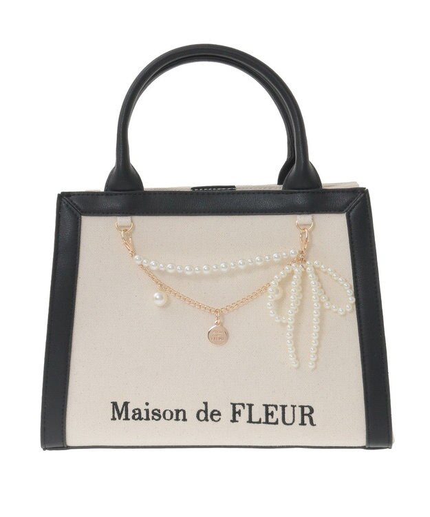 Maison de FLEUR チャーム付きスクエア2Wayバッグ Black