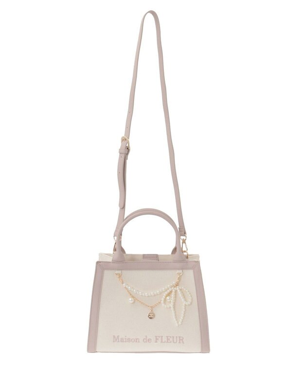 Maison de FLEUR チャーム付きスクエア2Wayバッグ Pink