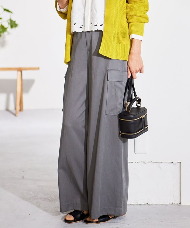 自由区 L 【洗える】テンセルツィルカーゴ パンツ グレー