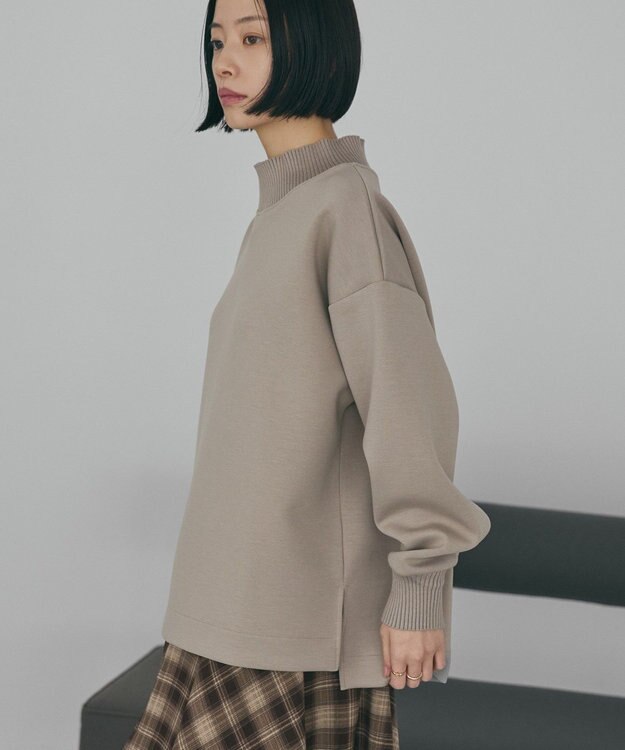AMERICAN HOLIC ハイネックリブポンチプルオーバー Gray Beige