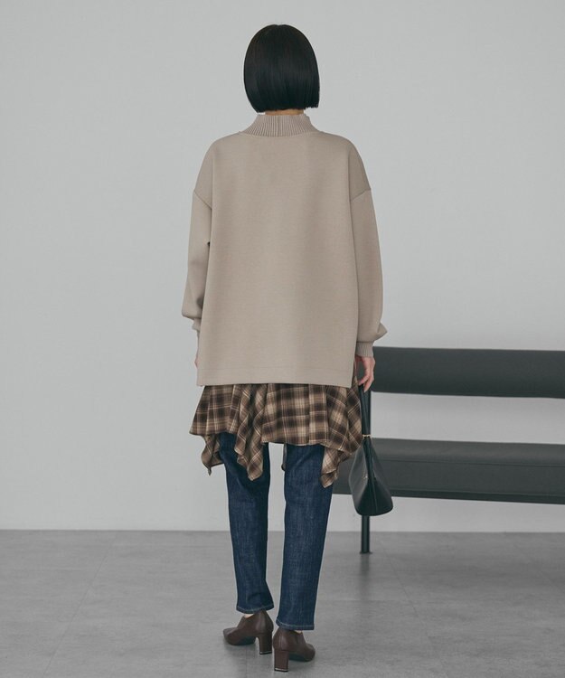 AMERICAN HOLIC ハイネックリブポンチプルオーバー Gray Beige