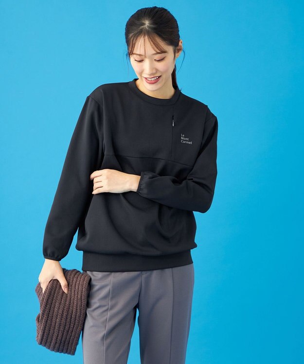 SHARE PARK LADIES 【UVカット・吸水速乾・ストレッチ・軽量・アンチピリング 】ダンボールクルーネックスウェット（S・Mサイズ） ブラック系