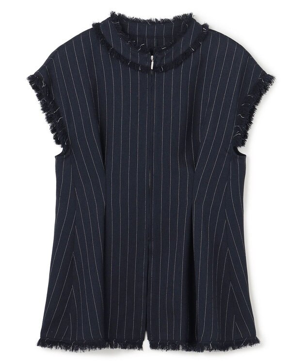 uncrave リネンライクツイル ジレブラウス ネイビーストライプ