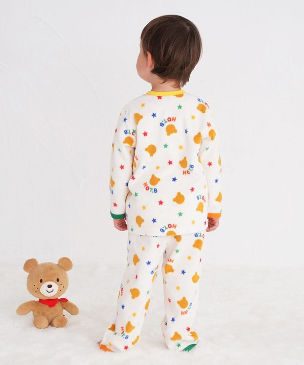 MIKI HOUSE HOT BISCUITS 【80-120cm】 カラフルパイピング フリース ルームウェア アイボリー