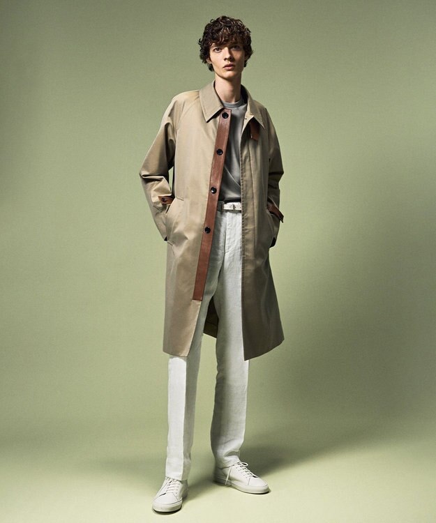 JOSEPH HOMME コットンシルクギャバジン　ステンカラーコート ベージュ系