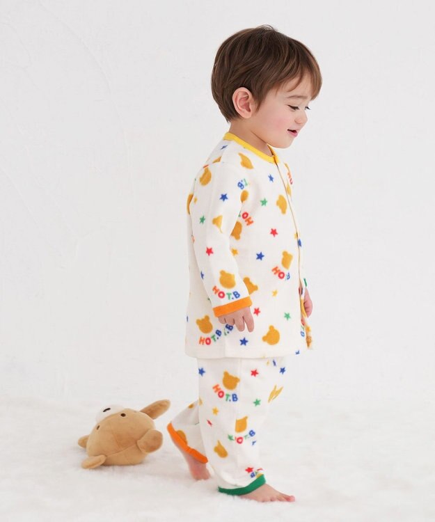 MIKI HOUSE HOT BISCUITS 【80-120cm】 カラフルパイピング フリース ルームウェア アイボリー