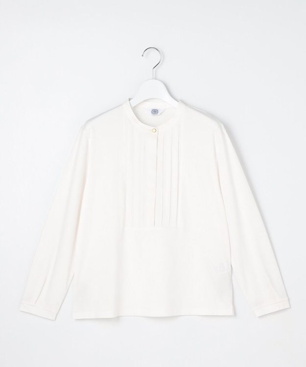 J.PRESS LADIES L コットンスムース フロントタック カットソー ホワイト系