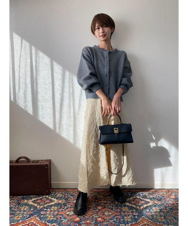 Green Parks クルーネックカーディガン Gray Mixture