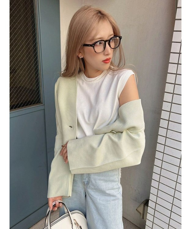 Green Parks ショート丈ミラノリブカーディガン Mint