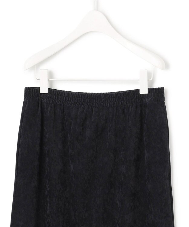 ICB L 【洗える】ストレッチスエード ナロースカート ブラック系