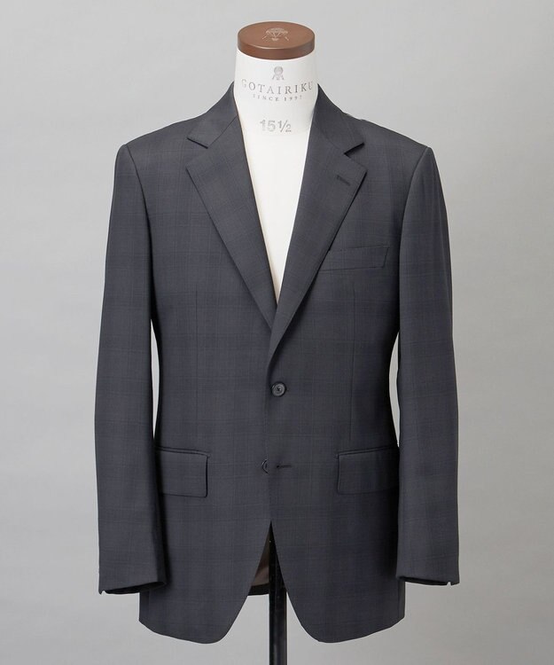 GOTAIRIKU 横に伸びる【TasmaniaWool/タマニアウール】ストレッチ スーツ_グレー格子柄 グレー格子地柄