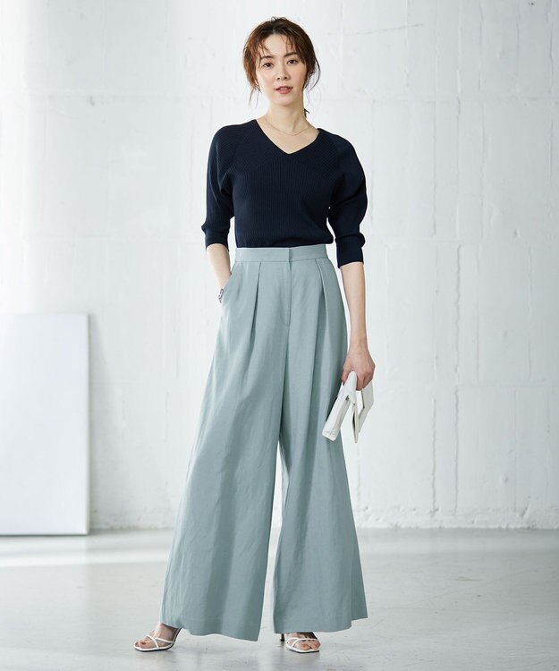 ICB 【洗える】コットンポリエステルリブ プルオーバー ネイビー系