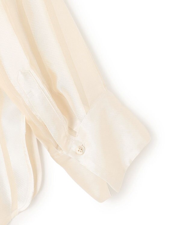 BEIGE， HAUYNITE / シアーストライプバンドカラーブラウス Ecru