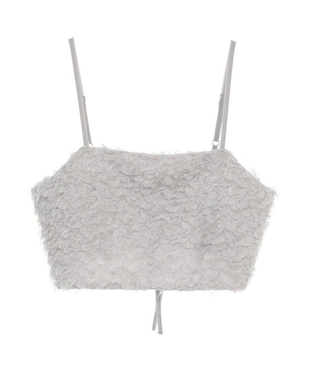 earth music&ecology フリンジミックスチュールビスチェ Light Gray