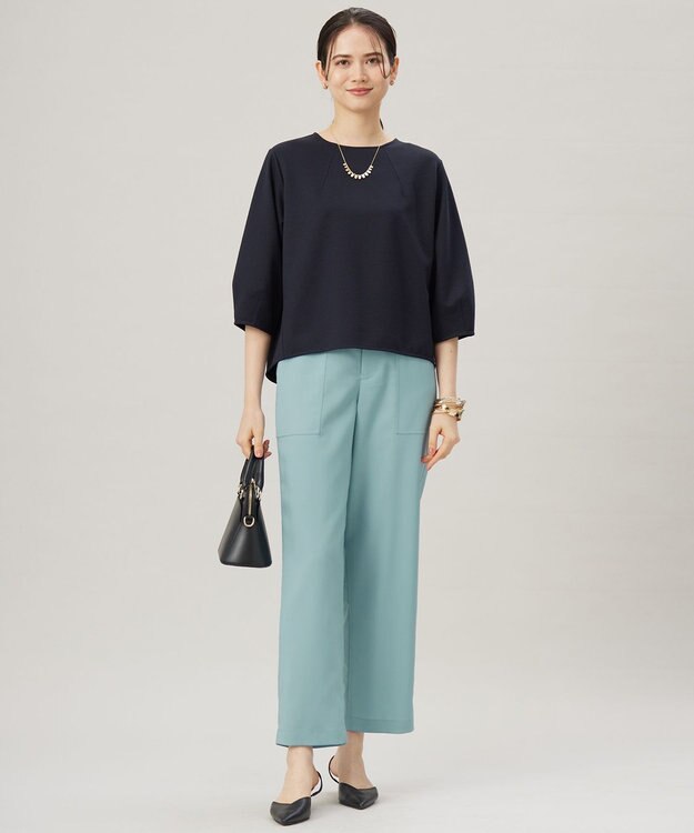 自由区 L 【洗える】ストレッチライトツイルベイカー パンツ ライトブルー