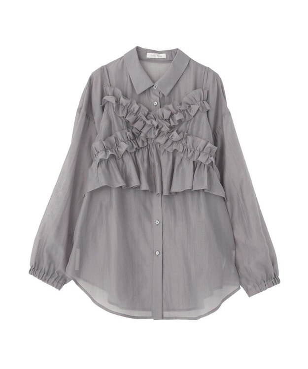 Green Parks 【WEB限定】ＳＥＴ２点フリルビスチェ＋シャツチュニックⅡ Charcoal Gray