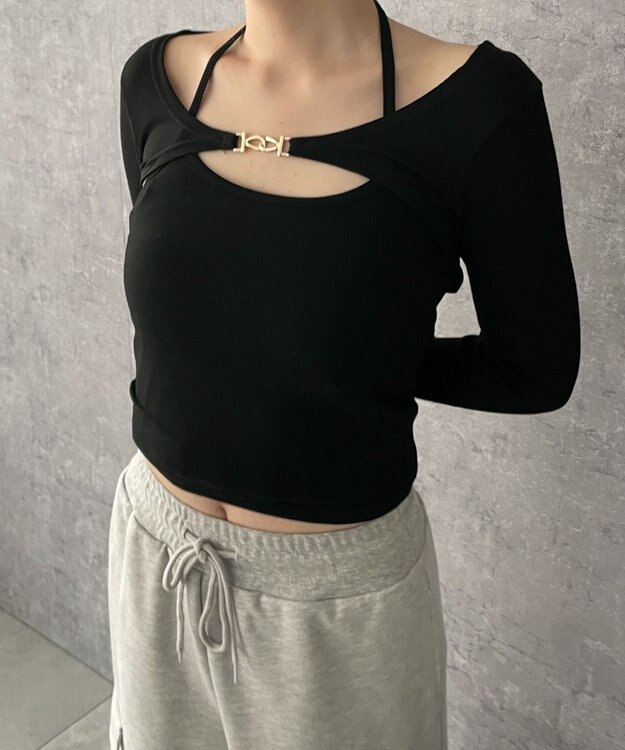 WEGO 【２点セット】カーデ付きアンサンブル ブラック