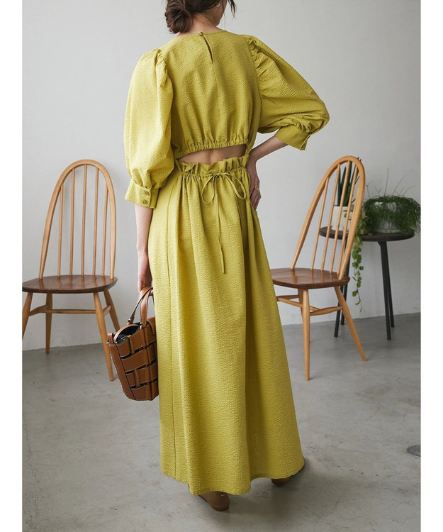 Green Parks AnriettMusee バックカットワークワンピース Lime Green