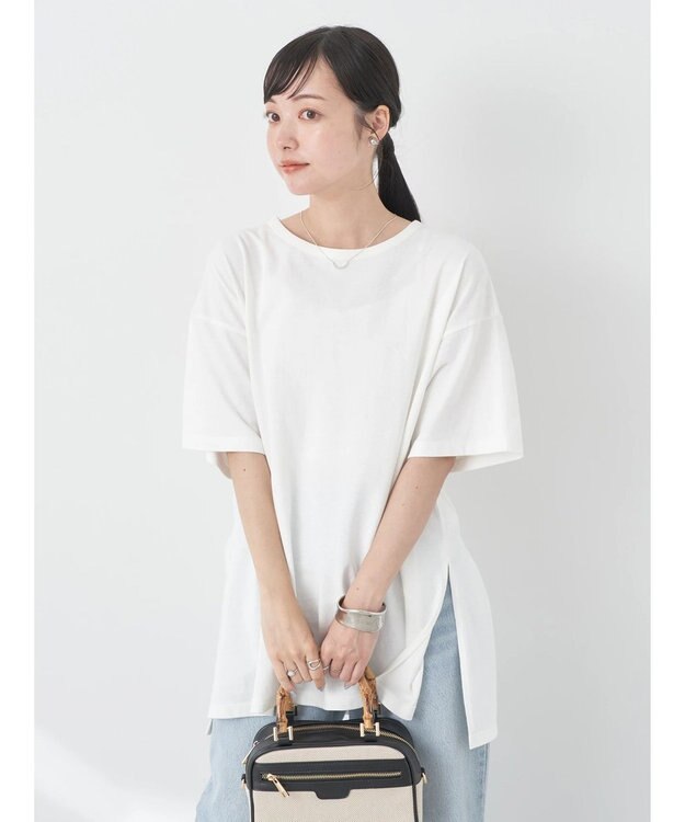 earth music&ecology バックスリットねじりチュニックＴ Off White