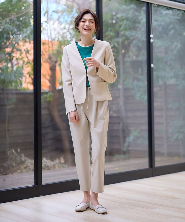 ANY 【ウエストゴム/ストレッチ/セットアップ可】イージィケアストレッチテーパードパンツ ベージュ